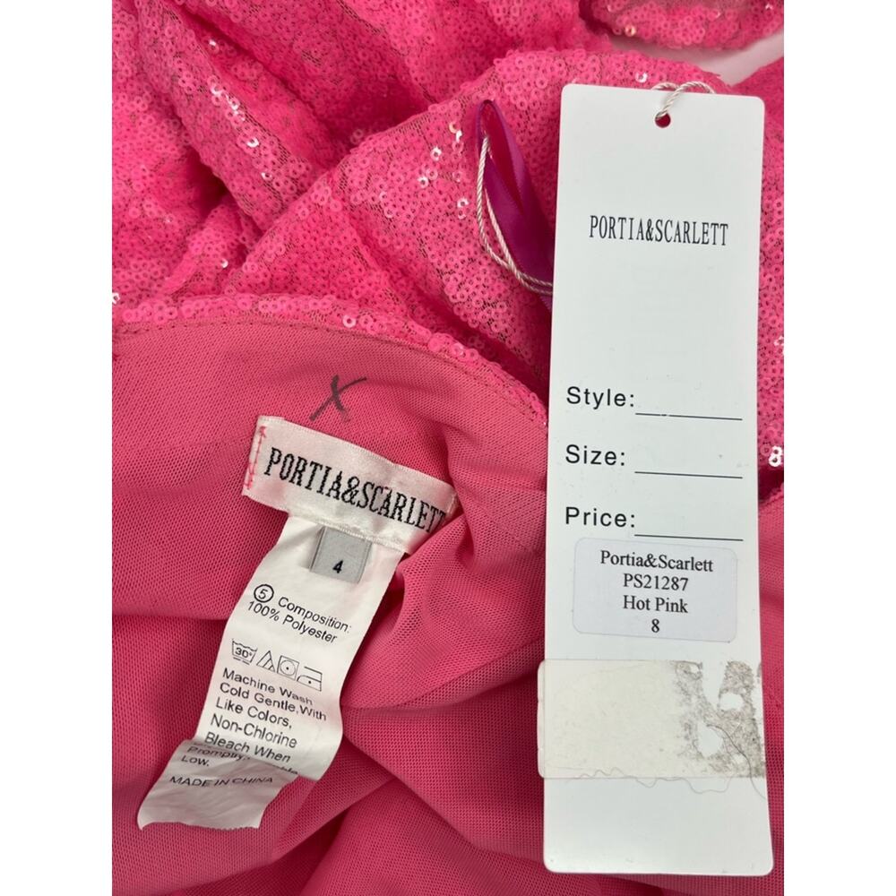 Portia & Scarlett hot pink sequin gown sz 4 - Picture 5 of 10